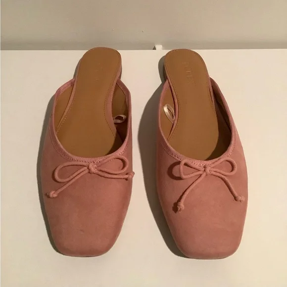 J. Crew Pink Suede Flat Mule Slides Size 6 - Picture 2 of 5